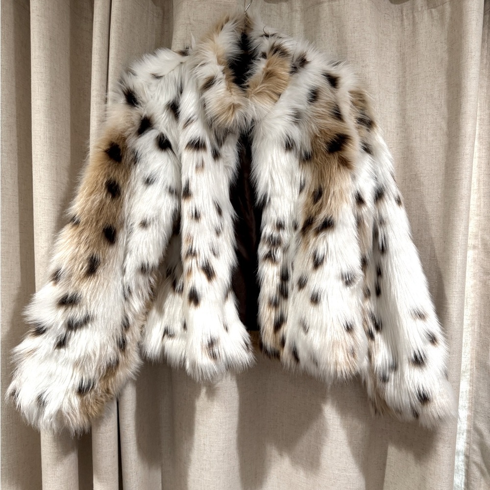 Leopard Faux Fur Jacket sz L